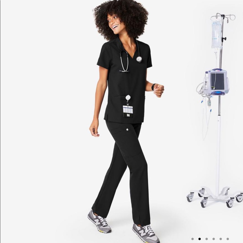 COPY - Figs Black Scrubs in Casma top and Yola bo…